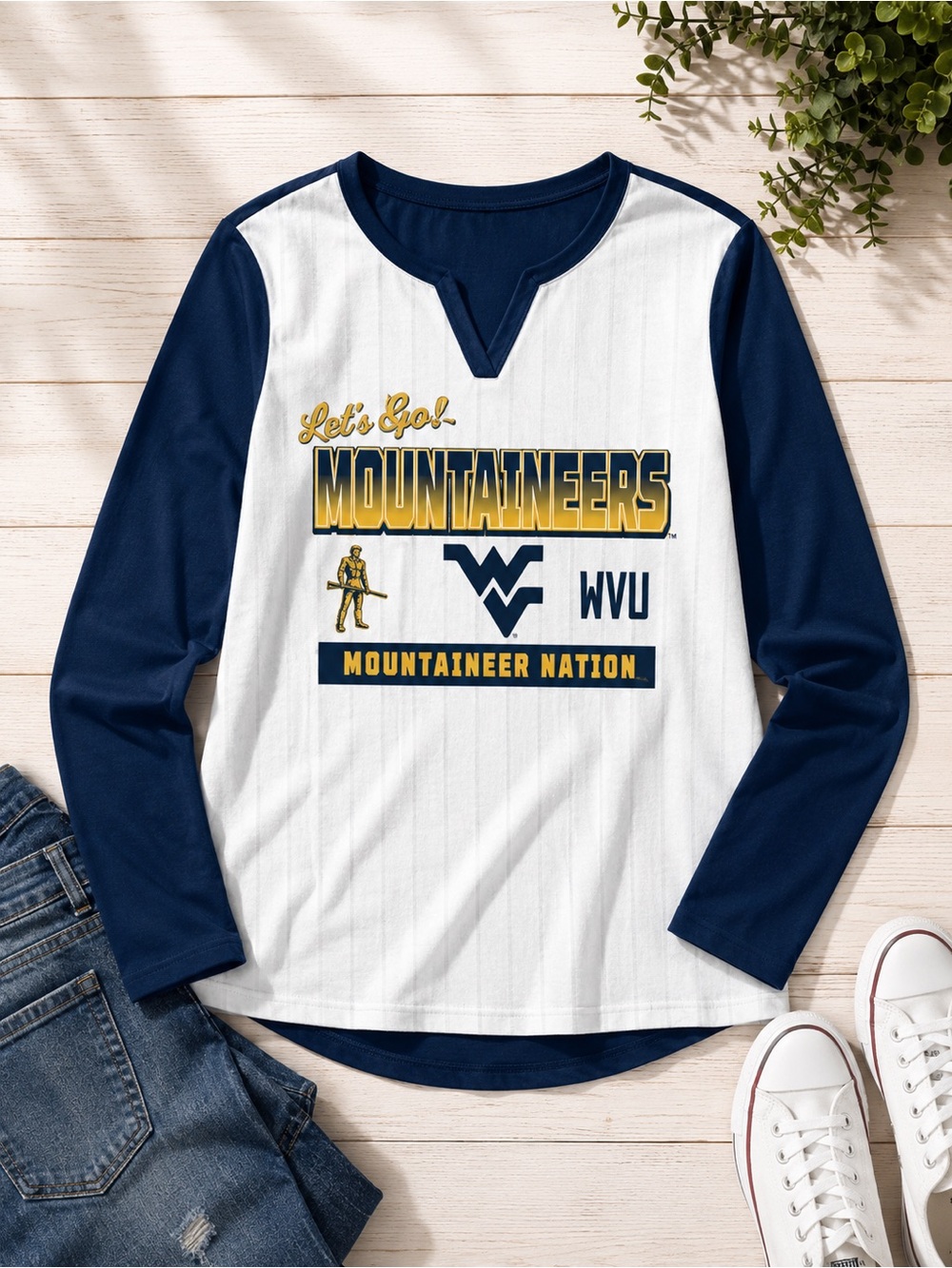 NCAA West Virginia Mountaineers Girls' Long Sleeve Fashion T-Shirt